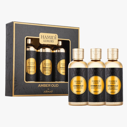 Luxury Amber Oud Gift Set - Shower Gel, Body Lotion & Shampoo/Conditioner