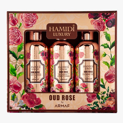 Luxury Oud Rose Gift Set - Shower Gel, Body Lotion & Shampoo/Conditioner