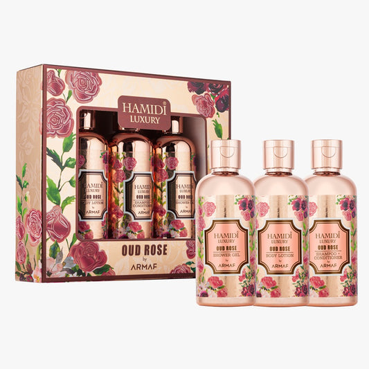 Luxury Oud Rose Gift Set - Shower Gel, Body Lotion & Shampoo/Conditioner